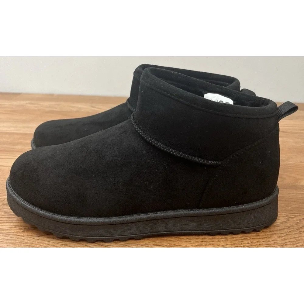 SO Lupita Black Booties Boots Faux Suede & Fur Mini Boots Women's Size 8. 5 NEW